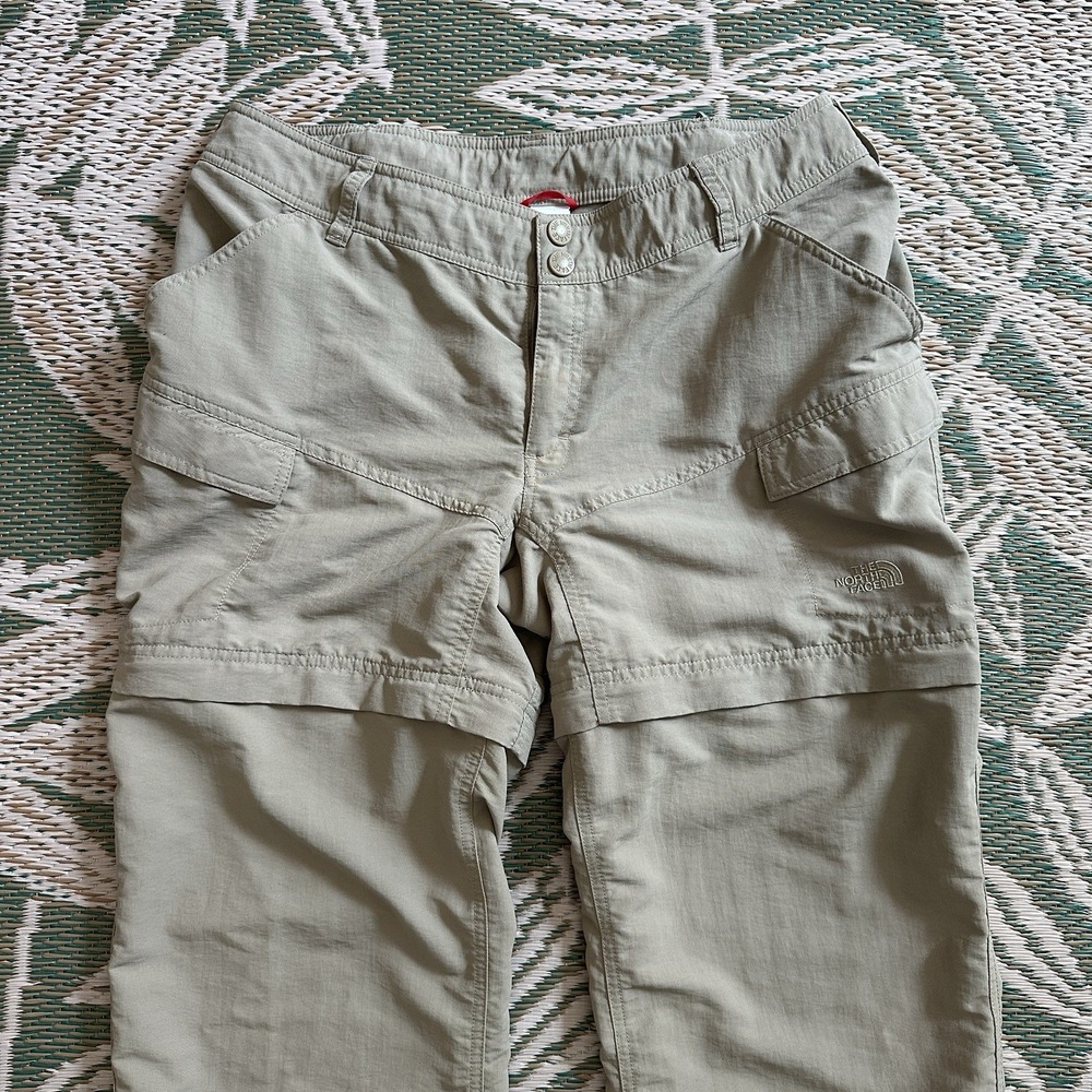 The North Face Womens 14 Convertible Hiking Cargo Pants Beige Nylon T150 T500
